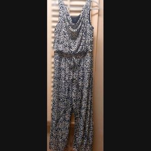 Black & White Jumpsuit with Cowl Neck